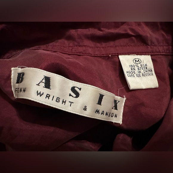 Basix Vintage Wine Silk Button Down - Picture 5 of 6